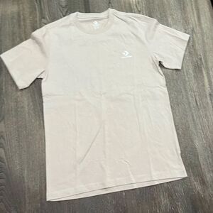 NWOT Converse T-Shirt Crewneck Short Sleeve Pullover Lightweight Beige Size XS